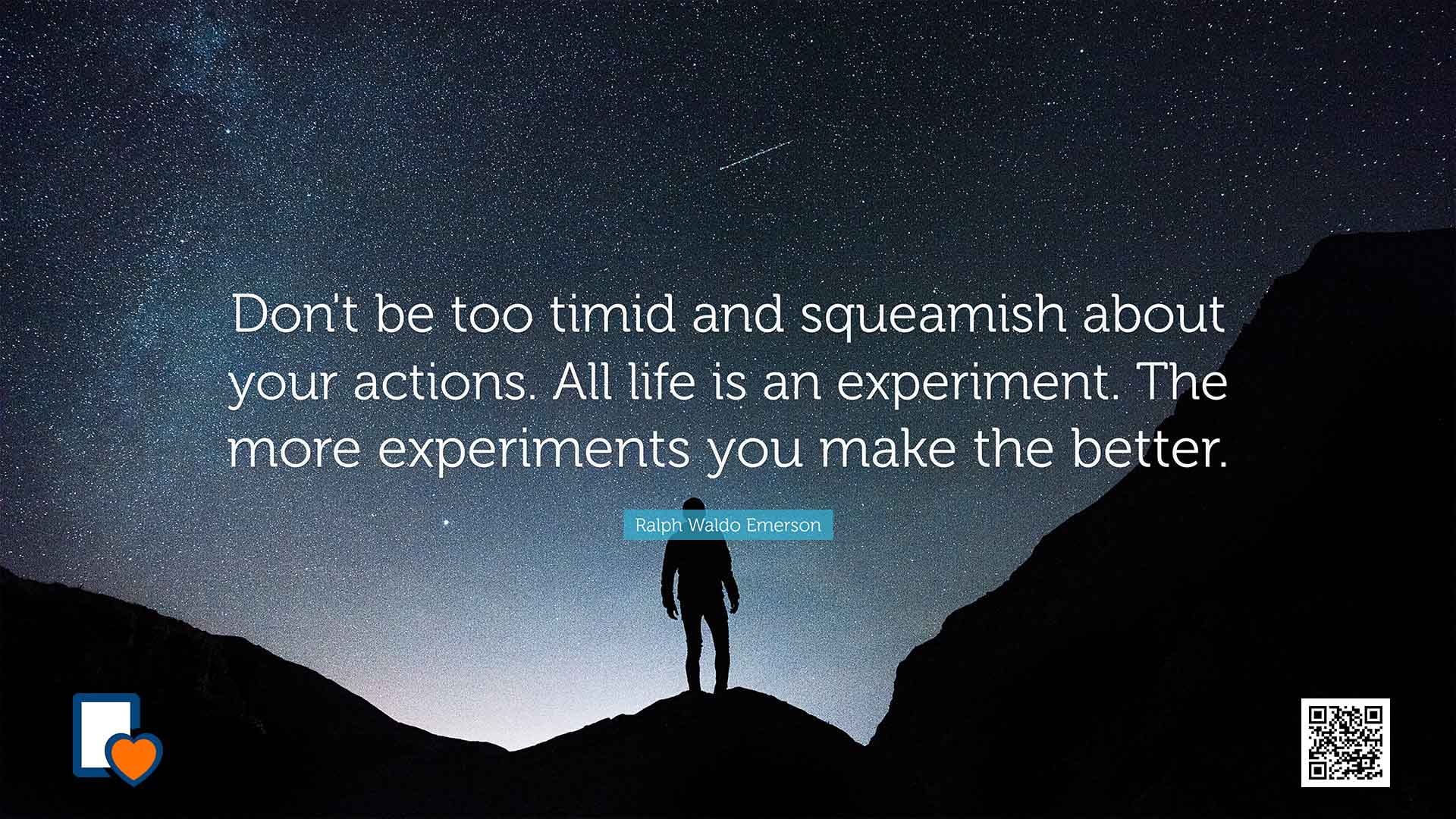 Don't be too timid and squeamish about your actions. All life is an experiment. The more experiments you make the better. -Ralph Waldo Emerson